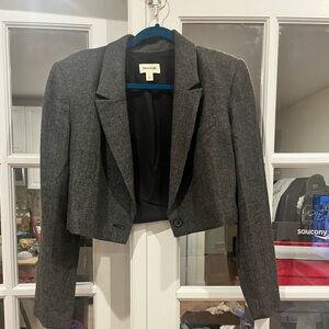 Open Edit Women's Gray Cropped Blazer